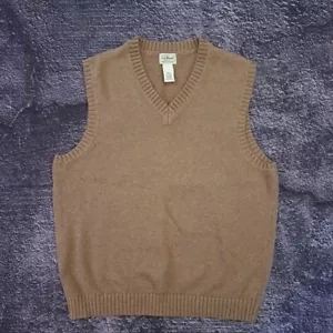 LL Bean Mens Cotton Vest Brown Sweater Regular Fit - Picture 1 of 4