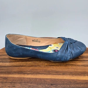 Born Ballet Flats Women's 8 M Navy Blue Leather Knot Lilly Slip On Comfort Shoes - Picture 1 of 8