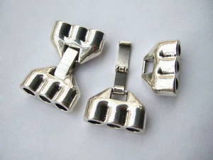 5 Sets Antique Silver Round Hole Snap Bracelet Clasps for 3 Strand 4.5mm Cords - Picture 1 of 3