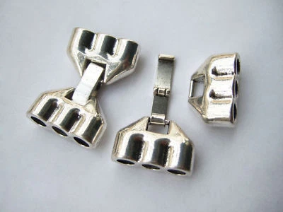 5 Sets Antique Silver Round Hole Snap Bracelet Clasps for 3 Strand 4.5mm Cords - Image 1 of 3