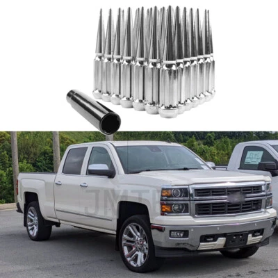 24 шт хромированных зажимных гаек с шипами 14x1,5 для Chevy Silverado 1500 LTZ высота 4,4 дюйма с ключом - Изображение 1 из 4