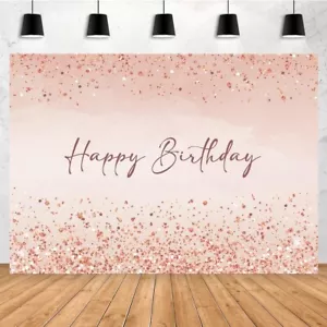 Aperturee 7x5ft Pink Happy Birthday Backdrop Pink Glitter Sprinkle Dots Shiny Di - Picture 1 of 7
