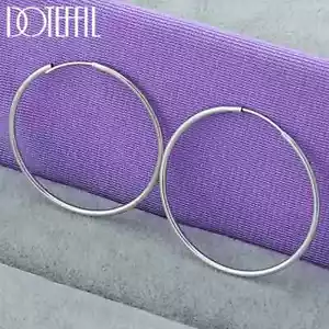 DOTEFFIL 925 Plata Esterlina Redondo 30 mm Pendiente de Arro Fiesta Moda Joyería - Imagen 1 de 4