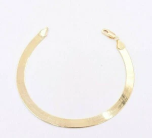 6.00mm High Polish Herringbone Bracelet Real Solid 14K Yellow Gold - Picture 1 of 4