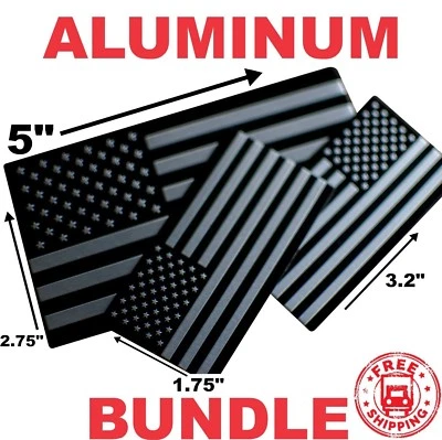 [Paquete] Calcomanía emblema pegatina bandera americana de aluminio 3D negra/plateada Foto 1 de 4