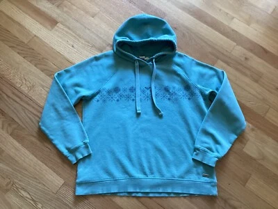 Roxy women's green blue fair isle size large pullover hoodie flawed - Image 1 of 4