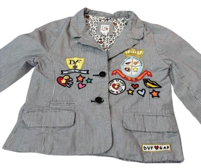 GAP x DVF Collab Embroidered Patches Youth Girls Retro Blazer Large - Image 1 of 4