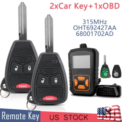 2 For 2007 2008 2009 2010 2011-2016 Jeep Compass Patriot Wrangler Remote Key Fob - Image 1 of 4