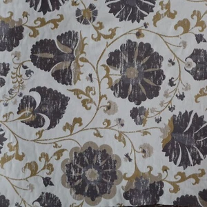 Vtg Robert Allen Upholstery Fabric "Faded Floral" Chalkboard Gray, Gold 2.9 yds - Picture 1 of 12