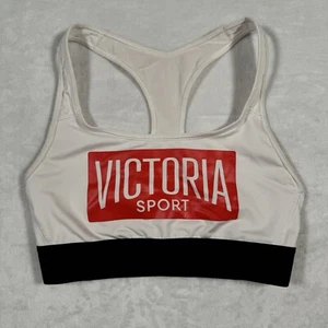 Victorias Secret Sports Bra Unlined Logo Victoria Sport White Red Racerback Sz S - Picture 1 of 12