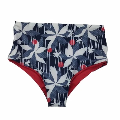 Parte inferior de bikini Faherty XXS Ibiza cintura alta estampado tropical reversible para mujer Foto 1 de 3