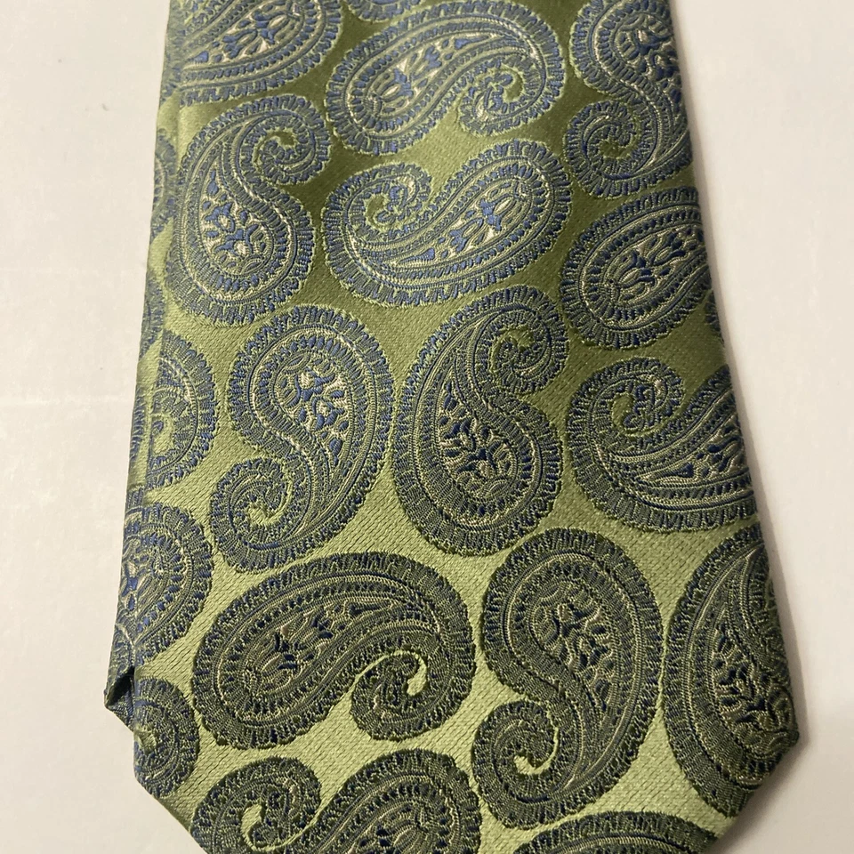 Men’s Club Room By Charter Club Tie 59” 100% Silk Green Paisley - Imagem 1 de 4