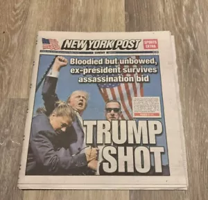 TRUMP SHOT New York Post Donald Trump Shot 7/14/2024 Sunday Newspaper - Picture 1 of 2