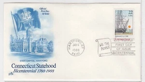 TurtlesTradingPost- Connecticut Statehood 1988 #2340 FDC Artcraft Cachet - Imagen 1 de 1
