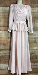 Vintage Ursula of Switerland rosa Gürtel Chiffon formelles Kleid Gr. 9/10 USA - Bild 1 von 15