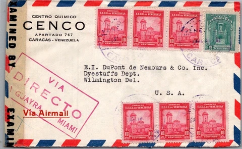 SCHALLSTAMPS VENEZUELA 1940-45 POSTAL HISTORY WWII CENSORED AIRMAIL COVER ADDR Cover