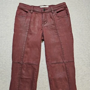 Free People pantaloni jegging slim elasticizzati vita bassa denim cerato donna 24 rosso marrone - Foto 1 di 10