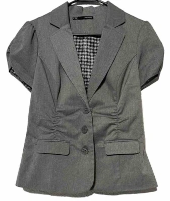 Chaqueta Blazer Maurices Mujer Talla Mediana Gris 3 Botones Recortada Mangas Cortas Foto 1 de 4