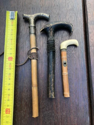 LOT de pommeaux manches de cannes anciennes ART DECO NOUVEAU rare antique item - Photo 1/4