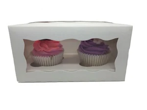 Pack of 6 Windowed Cupcake For 2 Cup Cakes With Removable Trays - Picture 1 of 1