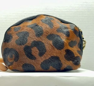 FURLA Vintage Make Up Bag leather and cheetah print Calf Hair - Picture 1 of 7