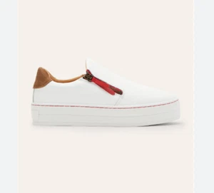Boden Zip Flatform Leather Trainer Sneakers White Leather Size 41 Eu 10 US - Picture 1 of 7
