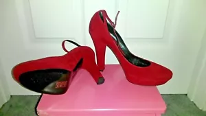 Casadei Ciliegia Red Suede Ankle Strap Pumps New in Box sz 10.5 - Picture 1 of 5