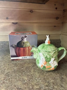 Bunny With Carrot Ceramic Teapot - Picture 1 of 5