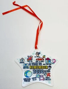 2020 Un anno da ricordare stella ornamento quarantena due lati divertente 3 pollici NUOVO! - Foto 1 di 5