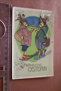 tolle alte Karte - zwei Osterhasen - Fröhliche Ostern 1912 - Bild 1 von 2