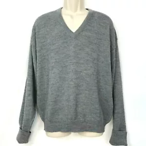 Vintage Lord Jeff Sweater XL Gray Wool Blend V-Neck Grandpa Pullover Cozy Soft - Picture 1 of 7
