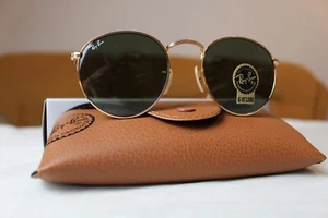 Gafas De Sol RAY BAN Round 3447 001 GOLD Nuevas - Imagen 1 de 5
