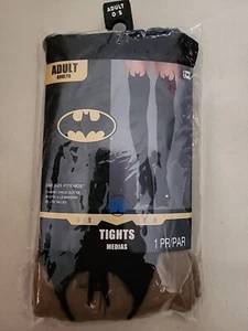 Batman Adult Standard Tights Black Bat To Above Knee Then Brown 1 Pair Halloween - Picture 1 of 6