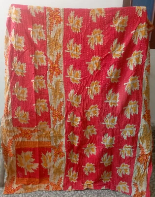 Manta reversible india colcha Kantha vintage hecha a mano ropa de cama bohemia Foto 1 de 2