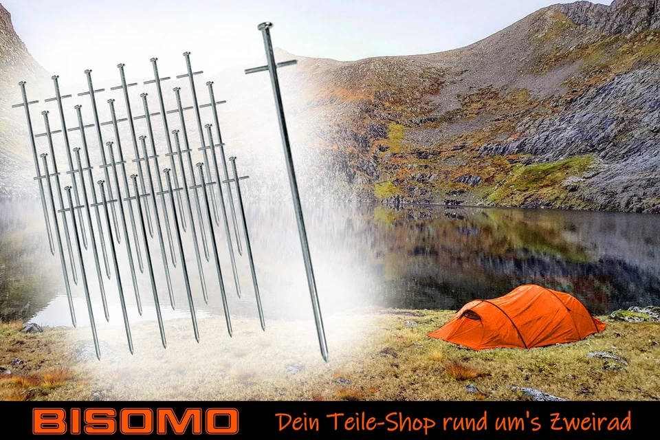 Felsboden Zelt Hering 6 Stück Stahl Zelthering Ø 6mm x 23cm Camping Sichtschutz - Bild 1 von 1