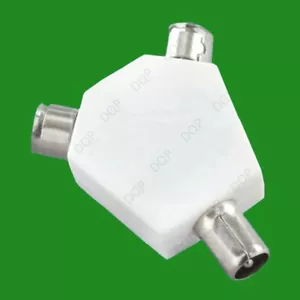 1x Coaxial 2 Way Aerial Cable Y Splitter TV/FM Freeview Male to 2x Female Coax - Picture 1 of 1