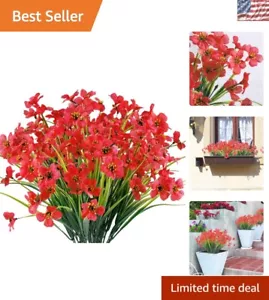 12 Bundles of UV Resistant Deep Red Artificial Flowers - No Fade Faux Decor - Picture 1 of 10