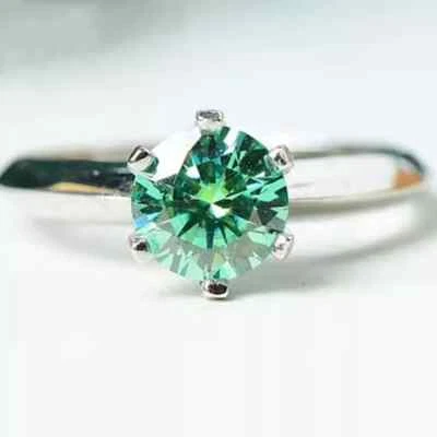 Anillo de diamantes azules naturales certificados de 1,99 quilates VS1 joyería de plata 925 maciza Foto 1 de 4