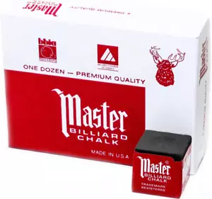 Master Billiard/Pool Cue Chalk Box, 12 Cubes - Picture 1 of 12