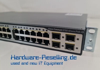 Cisco Catalizzatore WS-C3750V2-48PS-S - 3750V2 48x Poe 10/100 +4 SFP Managed - Immagine 1 di 4