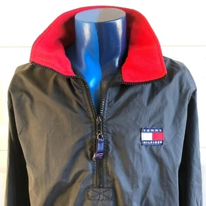 Vintage Tommy Hilfiger Windbreaker Mens Large 1/4 Zip Pullover Jacket SEE PICS - Picture 1 of 23