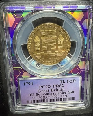 1794 1/2c Proof 62 D&H-86 Gilt Somersetshire Token Gilt Trader Bea Great Britain - Image 1 of 4