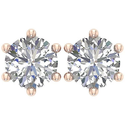 Prong Set Solitaire Stud Earrings VS F 1.50 Ct Lab Grown Diamond 14K Rose Gold - Image 1 of 4