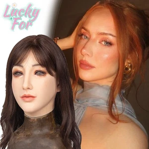 Realistic Silicone Female Mask Headwear Face Masks for Crossdresser Drag Queen - Bild 1 von 21