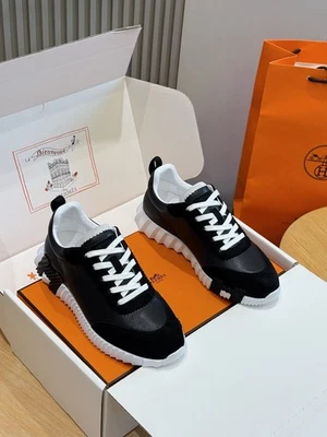 Hermes Zapatillas Rebotantes Para Hombre Talla 42 9 Cuero Negro Clásico Zapatos para Caminar Foto 1 de 4
