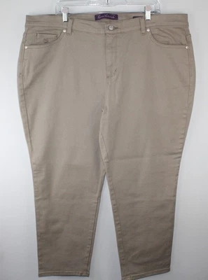 Pantalones de mezclilla/pantalones para mujer GLORIA VANDERBILT Amanda tostados talla grande 22W cortos elásticos cremallera Foto 1 de 4