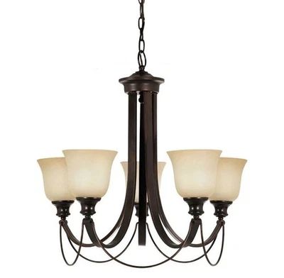 Sea Gull 31497-710 Park West 5 Light 27in Burnt Sienna Single-Tier Chandelier  - Image 1 of 4