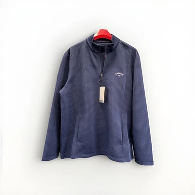 Callaway Acanalado Para Hombre XL NUEVO CON ETIQUETAS Azul Oscuro 1/4 Cremallera Y Bolsillos Foto 1 de 4