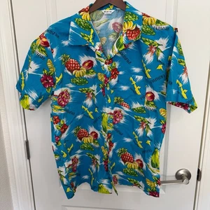Camisa con botones Ryukyu Village hecha en Japón para hombre talla L Tropical Islands Fruit - Imagen 1 de 7