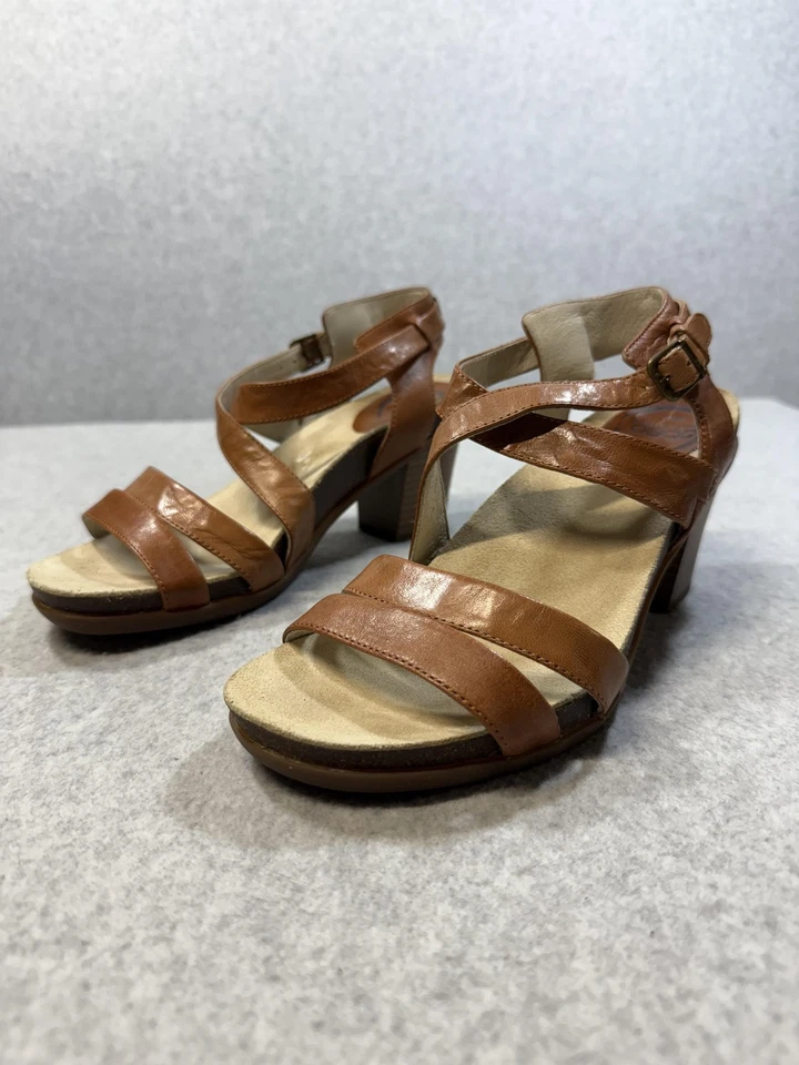 Abeo Biana Shoes Womens Size 7 Brown Leather Block Heel Strappy Sandals Comfort - Image 1 of 4